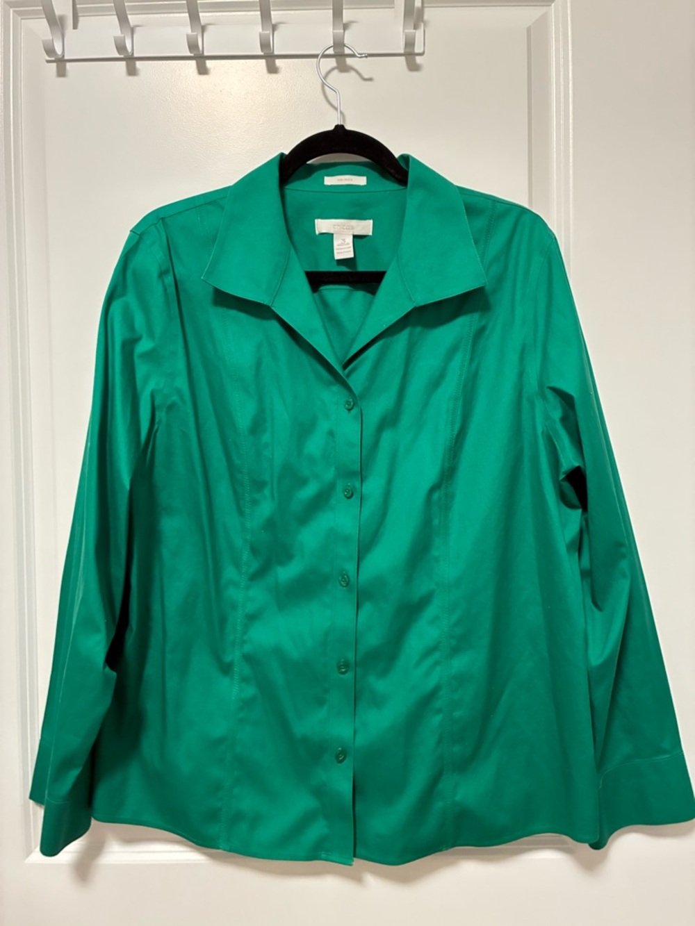 Chico's Green Button-Up Shirt No Iron